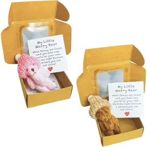 2 Pack My Little Worry Bear Christmas Gift Box with Message Card – Holiday Emotional Support Teddy, Anxiety Relief Plush Toy, Friendship Xmas Gift, Stocking Stuffer, Self Care & Comfort Present for Friends, Family, Kids & Adults, Christmas toys decor