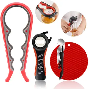 4 Pack Jar Opener For Seniors With Arthritis, Easy Twist Lid Opener Jar Opener For Opening Jars With 2 PCS Rubber Jar Gripper Set Utensils Bottles Tin