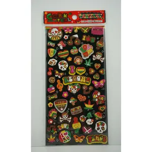 Q-lia Reggae Pot Puffy Sticker Sheet Stickers Kawaii Japan Cork Seal Rasta Peace Mushroom