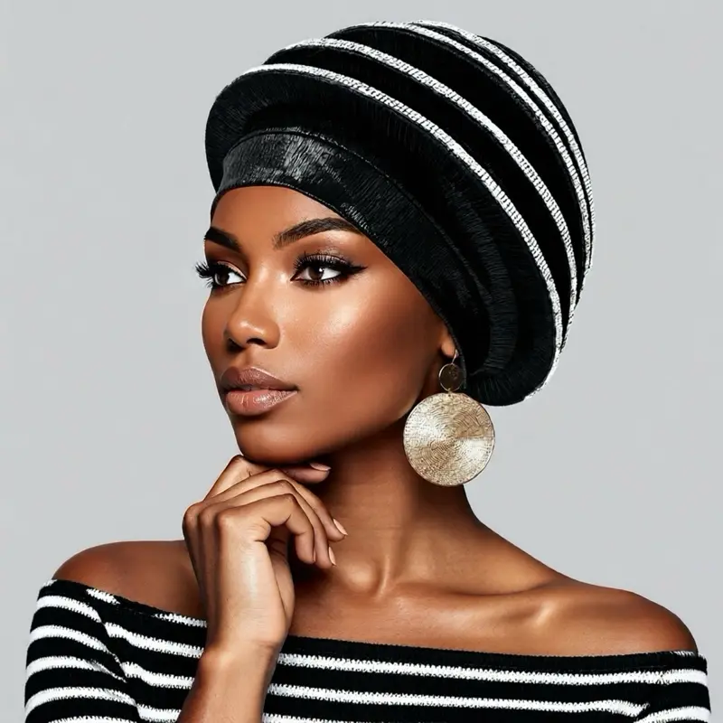 The Pleased Turban with Rhinestone Accent on Pleats for Dramatic Style and Elegance