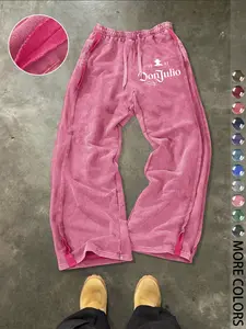 Men's Casual Loose Cotton Sport Pants, Letter Print, Outdoor, Party, Home Comfort, Street Style, Drawstring Waist, All Seasons, Sports Casual Pants