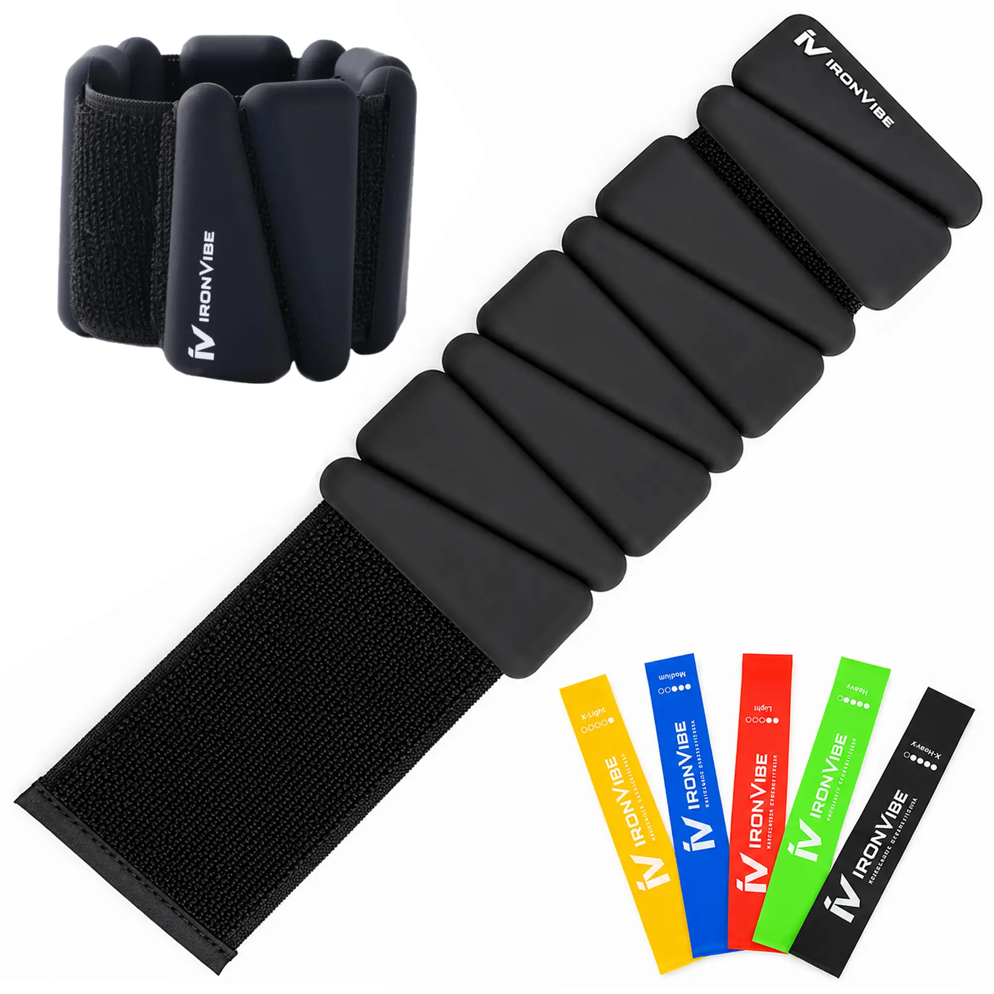 IronVibe 2LB Adjustable Ankle Weights Set with Resistance Bands, Lower Body Workout Equipment for Glutes and Legs, Wearable Weights for Women & Men, Pilates, Yoga and Home Training