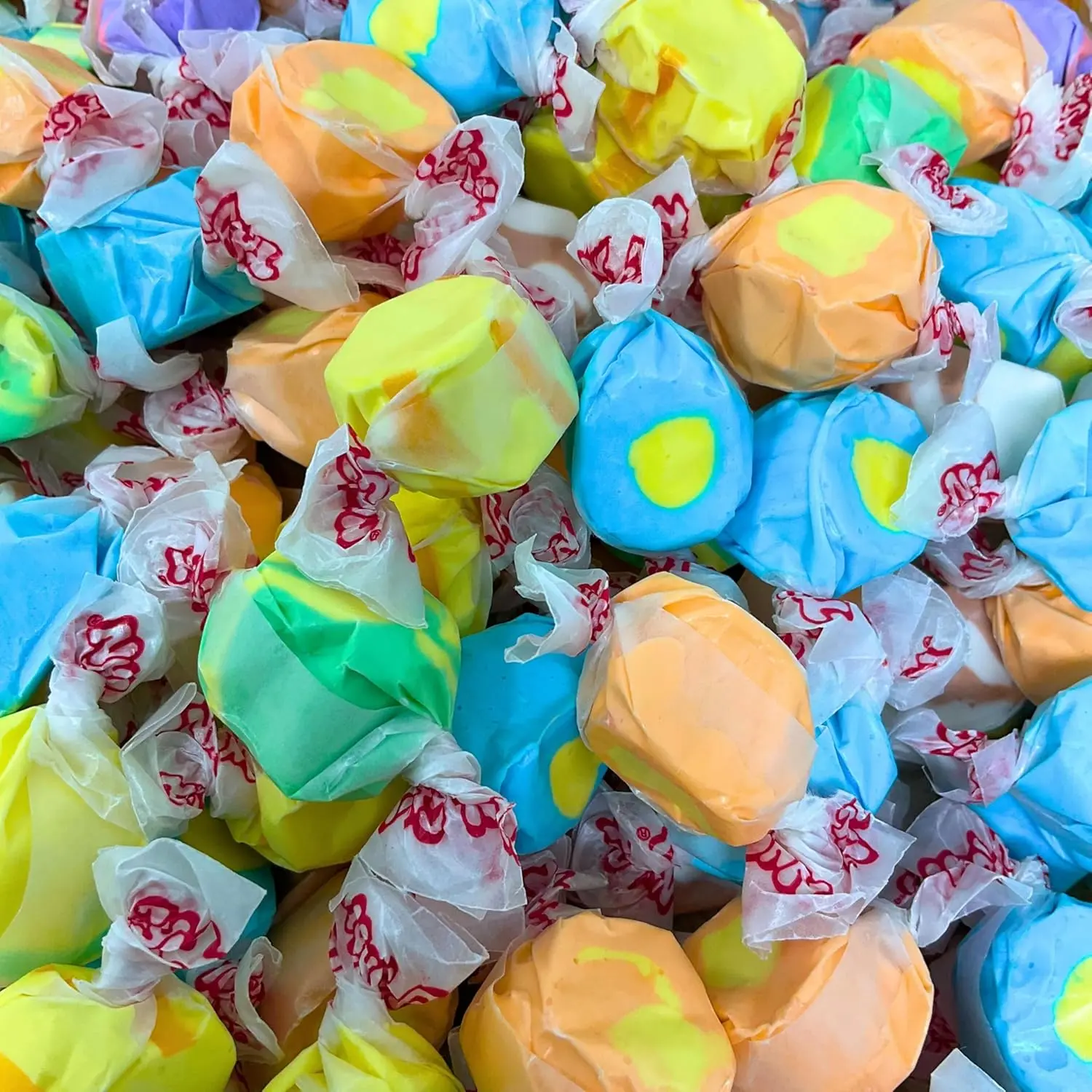 Premium Tropical Saltwater Taffy Chewy Mix Banana, Coconut, Mango, Pineapple, Tropical Punch And Passion Fruit Flavors Bulk 1 Lb Bag 60+ Pieces Individually Wrapped, Nut & Gluten Free Treats (16-Oz)