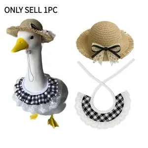 Porch Goose Decoration Set, Style Lace Plaid Porch Goose Dressing Kit, Outdoor Garden Accessories Patio Home Decor Suite
