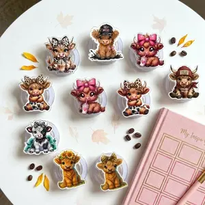 Highland Cow Aesthetic Phone Grip Collection, Cute Fluffy Moo Magsafe Holder for Kindle, Trendy Farmhouse Western eReader Kickstand, Gift for Cow Lovers