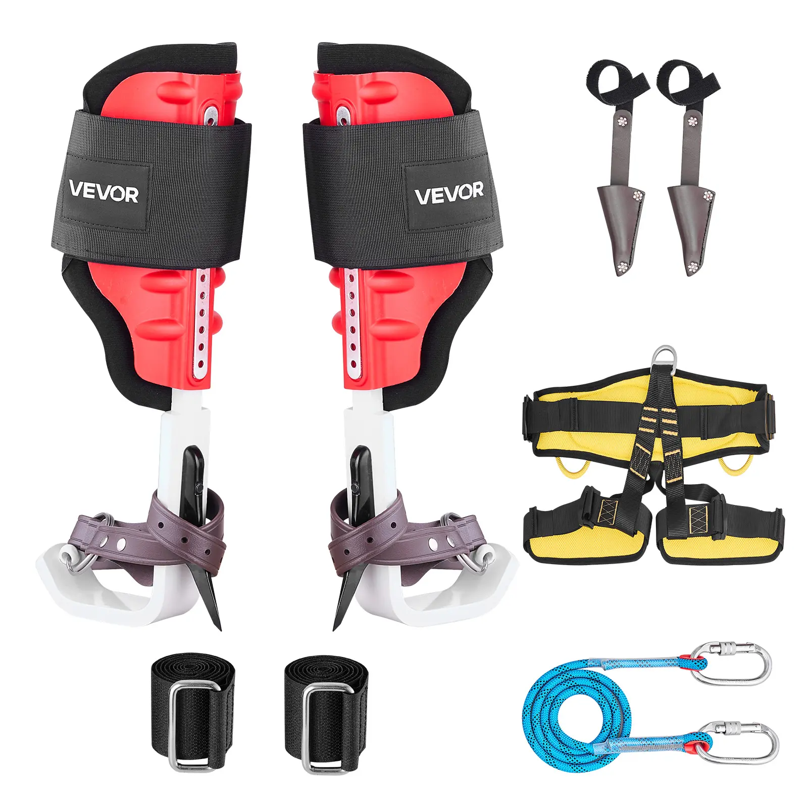 【SummerFinds】VEVOR 1 Pair of Tree Climbing Spikes Set, Adjustable Height Arborist Gear with Straps, Spike Protectors, 1 Security Harness & Utility Rope, 350 lbs Load Capacity Durable Aluminum Climb Spurs for Fruit Picking, Father's Day Gifts, 1 Pair Of Cl