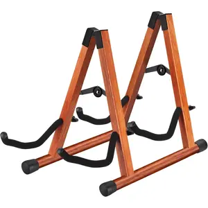 Double Guitar Stand, Acoustic Guitar Stand for Multiple Guitars, Folding A-Frame Electric Guitar Stand, Wooden Guitar Stands Floor For School Music Program, Concerts, Easy to Assemble