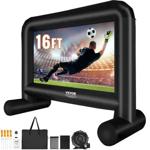 VEVOR Inflatable Movie Screen 20FT Inflatable Projector Screen for outside with 350W Air Blower Inflatable Screen Oxford Fabric Material Blow Up Screen for Outdoor Movie Supports Front/Rear Projection
