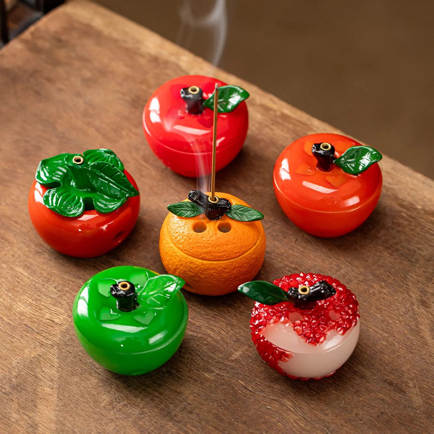 Fruit-Themed "Auspicious Clouds" Resin Fragrance Diffuser & Incense Holder, Handcrafted Scented Aromatherapy Stick Decor, Camping-Hiking Hammock Ornament (Sports & Outdoor Accessory), Aromatherapy Diffuser Sticks