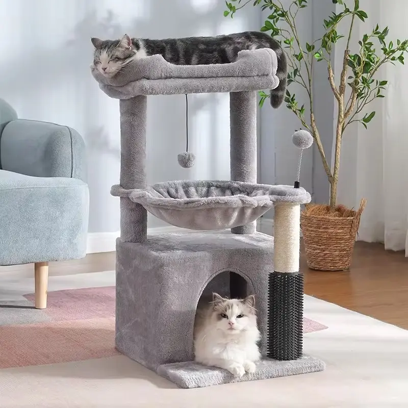 Indoor Cat Tree with Hideaway House, Perch and Outdoor Compatibility (Cat Furniture for Feline Rest & Play)