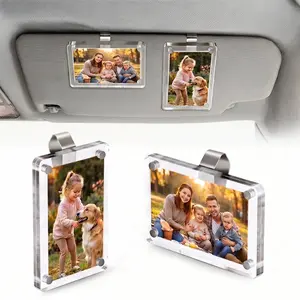2-Pack Car Sun Visor Photo Frame Clips, Magnetic Acrylic Snap Clips, Universal Fit for All Vehicles, Holds 2.36×3.54 inch Wallet Size Photos, DIY Customizable Car Interior Decor, Ideal Gift for Couples, Family & Pet Memories, Deals For You Days Essentials