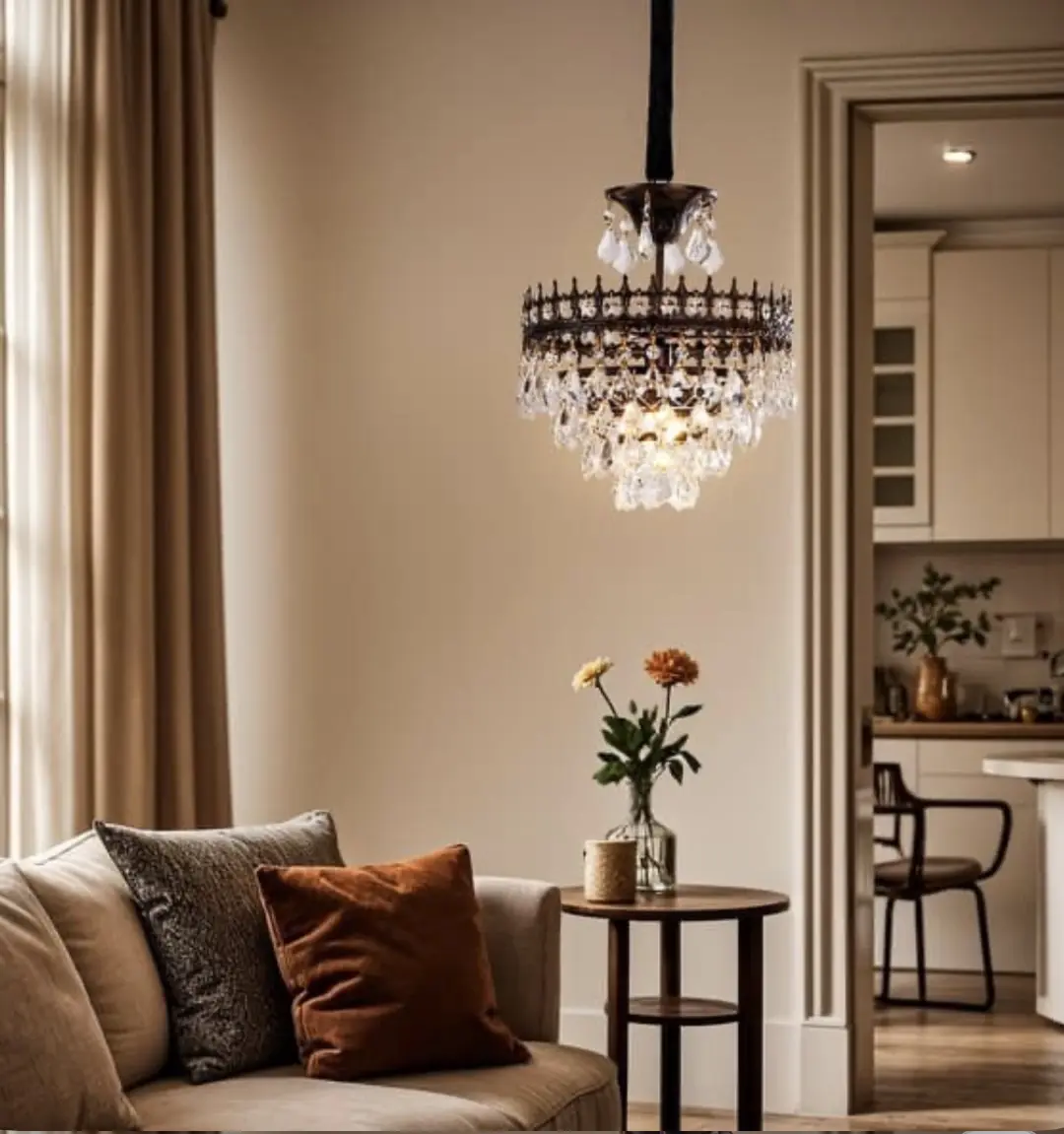 Industrial Small Crystal Chandelier Raindrop Ceiling Lamp