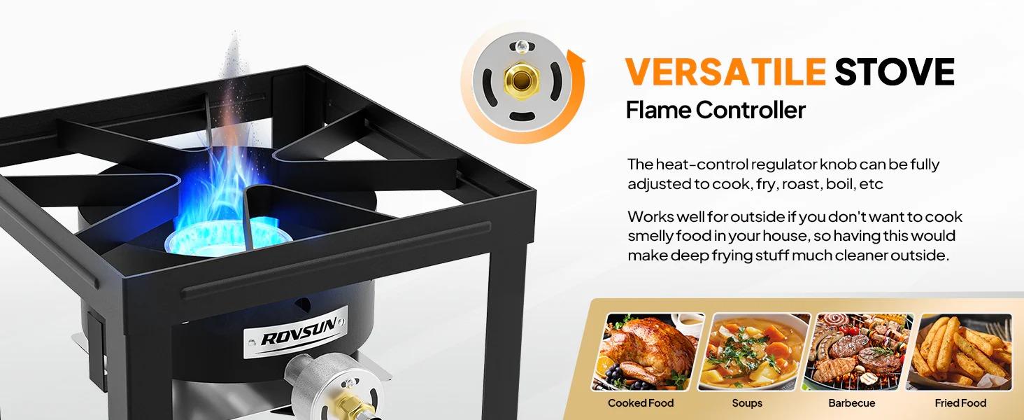 [FLASH SALE] ROVSUN 1-Burner 100000 BTU Camping Propane Stove with Foldable Side Shelf