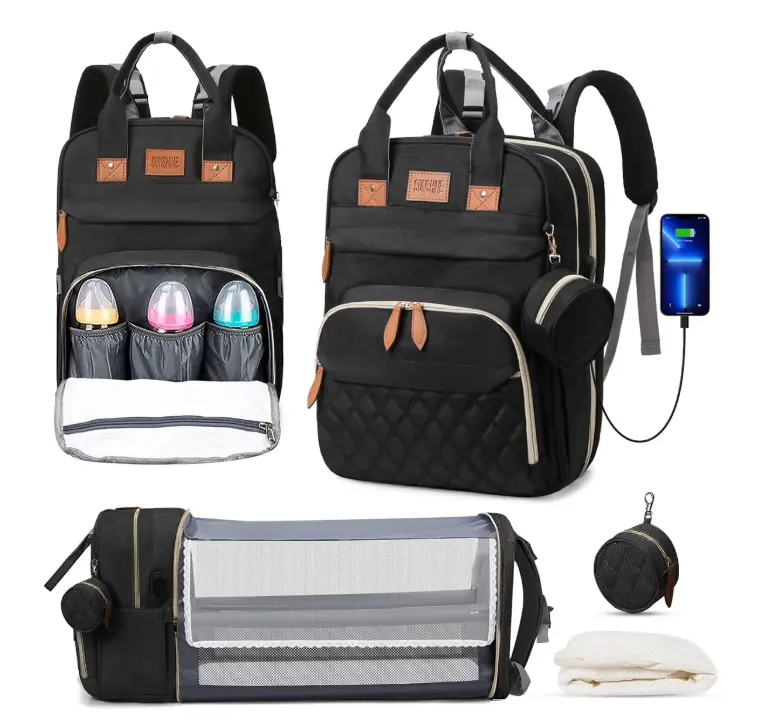 TA Diaper Bag Backpack, Portable Baby Bag with Changing Station, Large Capacity Baby Diaper Bags w/ Stroller Straps & Insulated Pockets