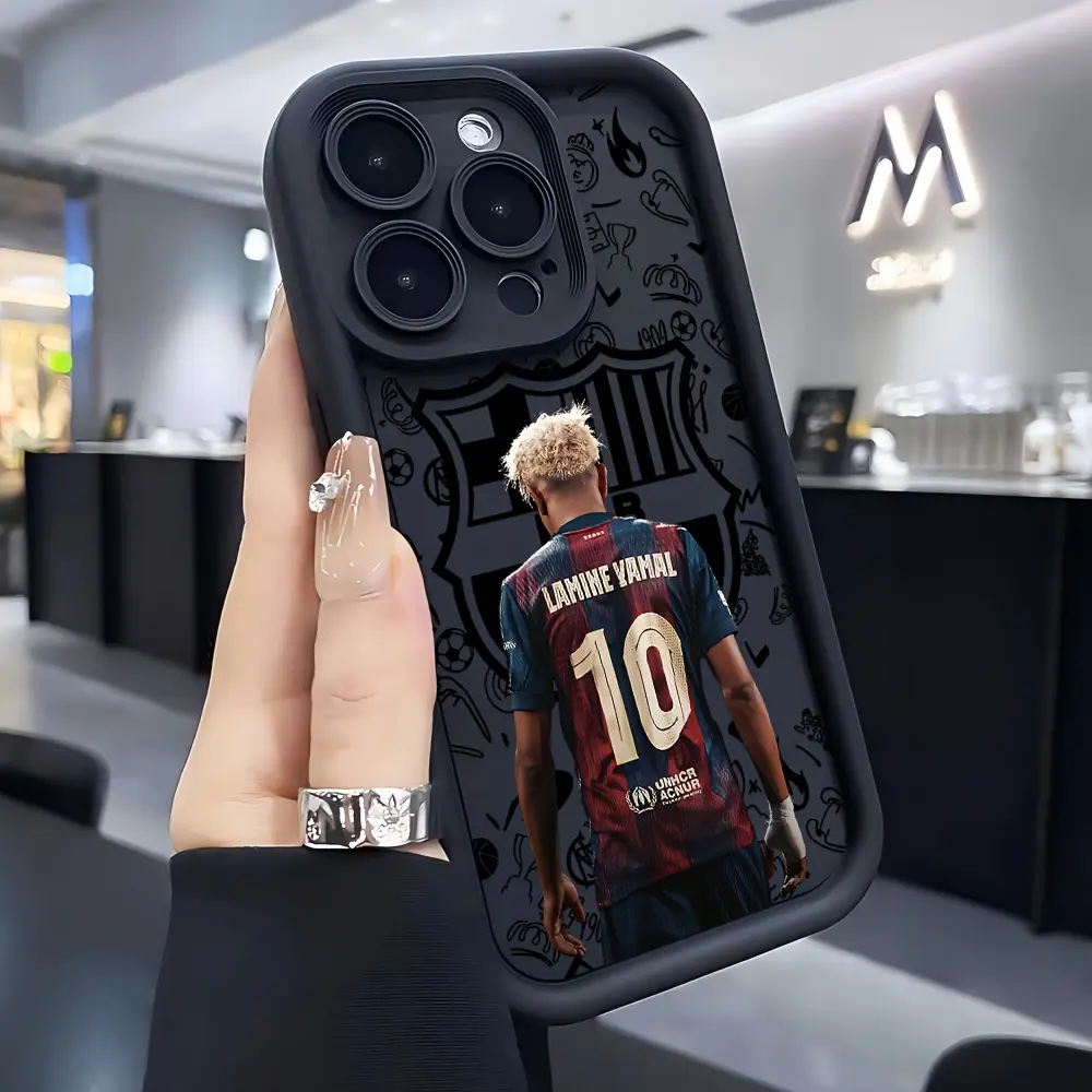 Football Genius B-Barcelona No. 10 & Yamal Themed Cellphone Casing - Shockproof Soft TPU Back Cover Phone Accessories for iPhone 16,15,14,13,12,11 Pro Max,X,XR,XS Max,8,7 Plus with Drop Protection