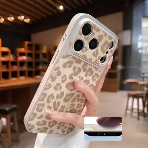 Fashion glitter leopard print Leather phone case for iPhone 17 Pro Max 16 pro max Anti drop lens protection softshell phone protective cover tiktokshopspringglowup