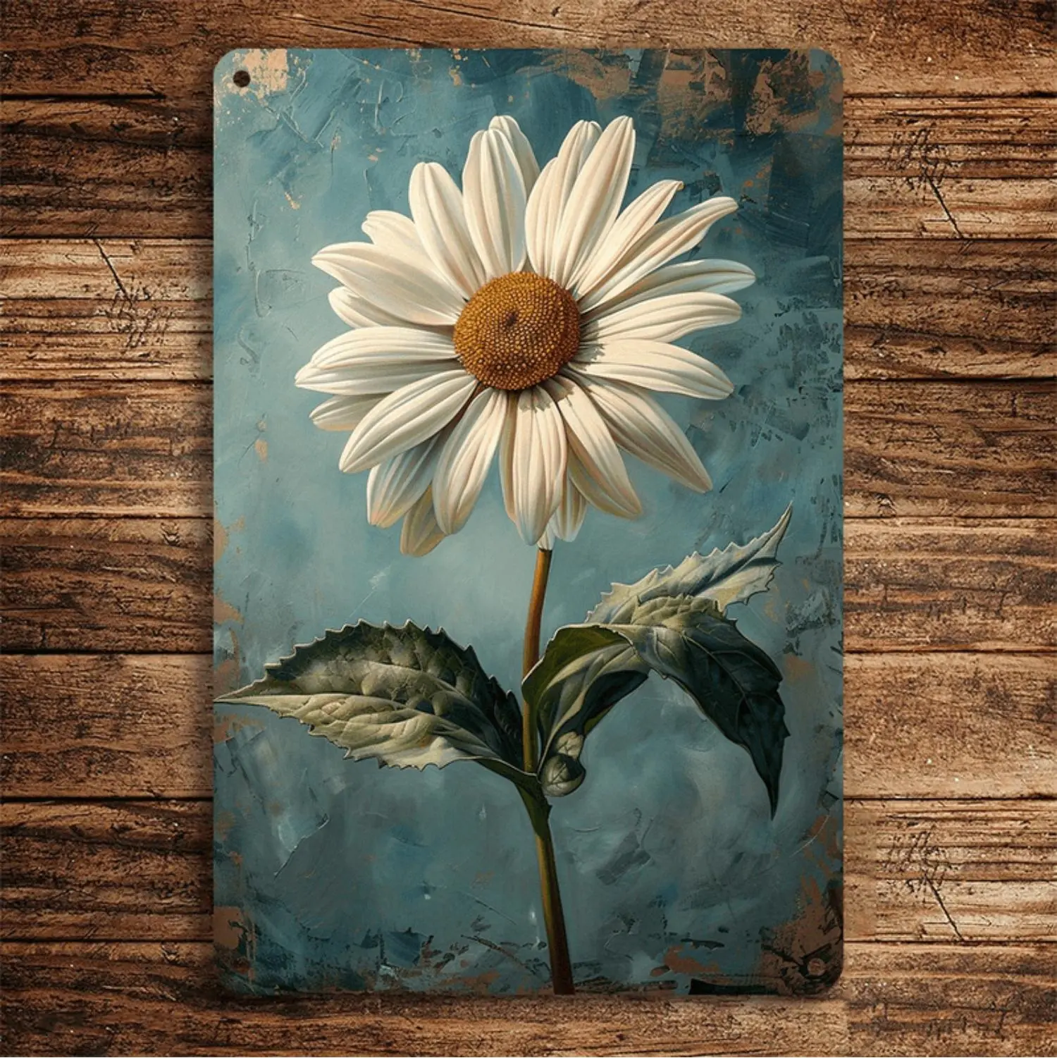 Vintage White Daisy Metal Wall Art Sign For Home Cafe Bar And Garage Decor 8x12 Inch Tinplate With Easy Hang And Fade Resistant Features