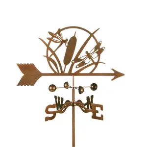 EZ Vane EZ1103-RF Rustic Dragonfly Weathervane, 14-Gauge Steel, 25" H x 21" W x 9" L, 3 Protective Coatings, EWNS Directional, with Roof Mount