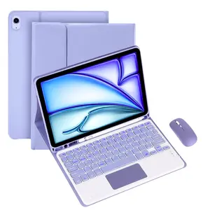 Magnetic Keyboard Case Combo For iPad, Include Mouse, Detachable Keyboard, Large Precision Trackpad, BT Connect, Keyboard Cover with Pencil Holder