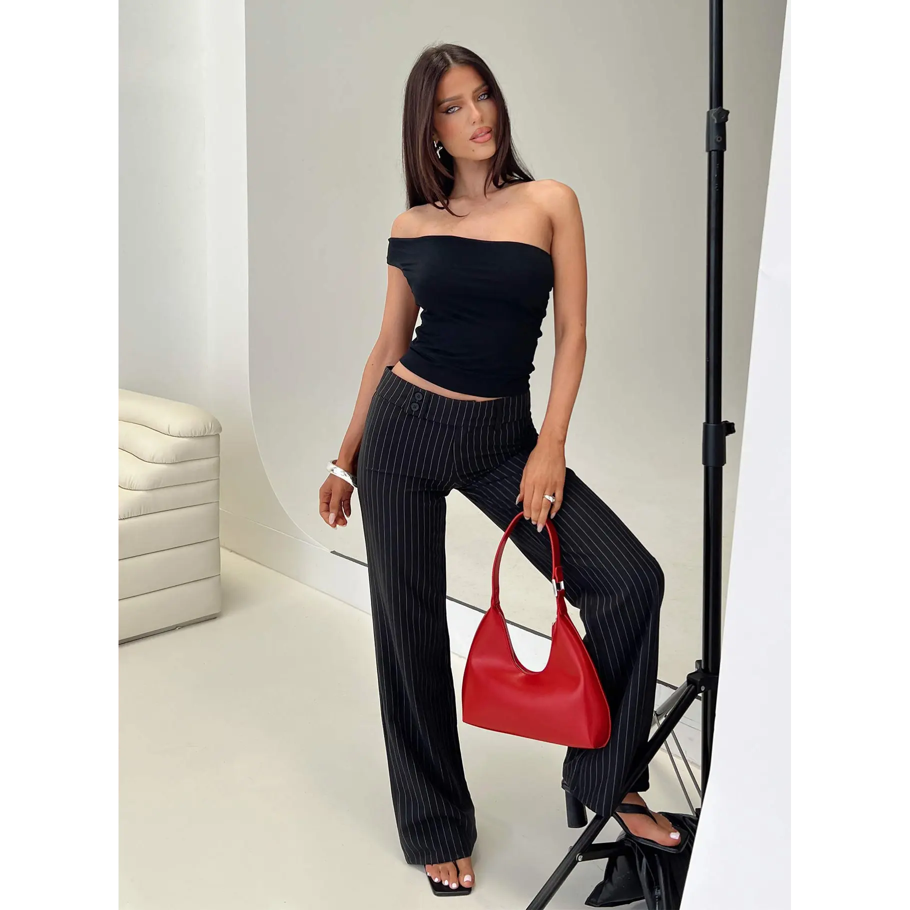 Socialista Pinstripe Pant Black