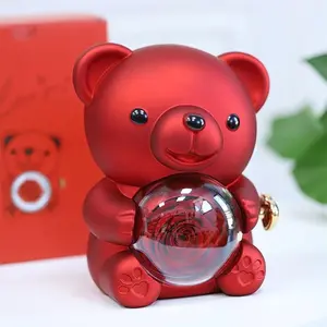 【Mother’s Day Gift】Chesca Love Rose Bear Necklace & Gift Box Set, Birthday & Anniversary Gift for Girlfriend Mom Daughter, Room Decor