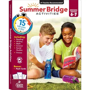 Summer Bridge Activities 6th to 7th Grade Workbooks  Subjects, Middle School Books With Math, Reading Comprehension, Science, Fitness, Social Studies, Writing Practice, and Flash Cards (Volume 8) - Paperback
