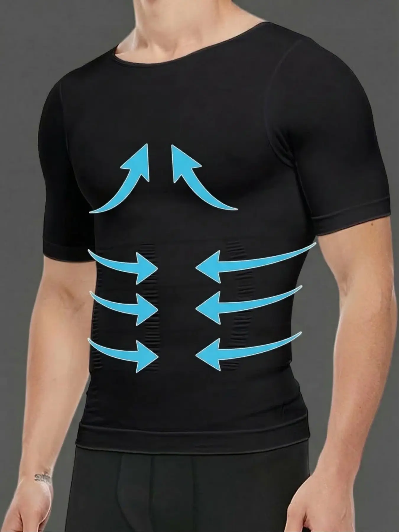 1 Count Men's Compression Shirt Undershirt, Slimmer Shaperwear, Shapewear Top, Workout Shaperwear Tops, Fitness Shapewear, Tummy Control Tops, Tight-Fitting Underwear, Shaping Body Lines, Training Tee, Basic Tops, Suitable For Daily And Outing