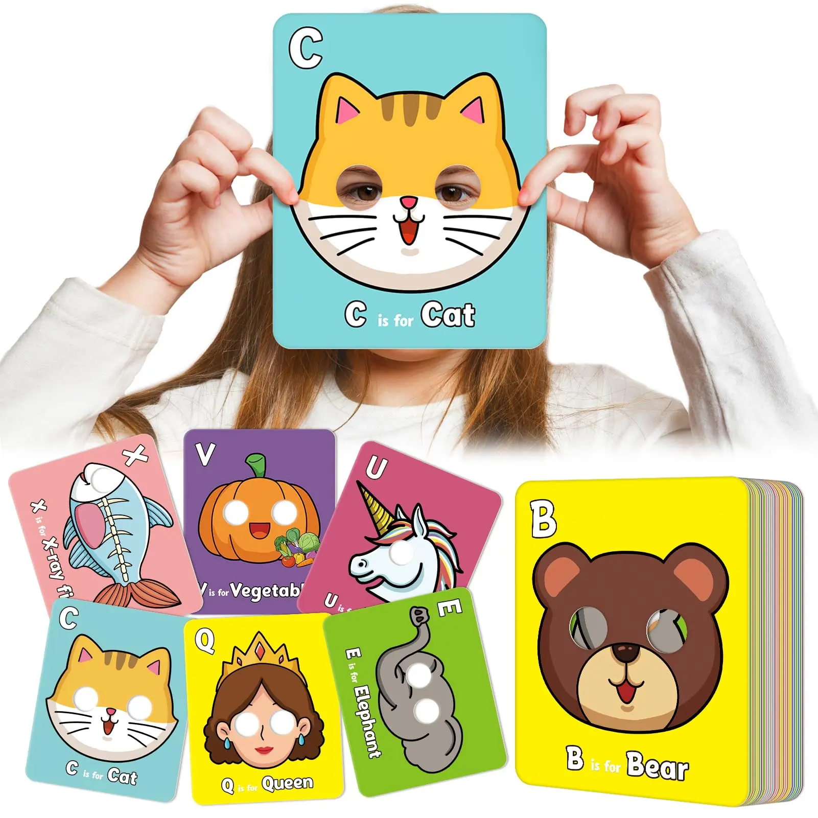 Aizweb Alphabet Flash Cards,Giant ABC Animal Flash Cards for Toddler 3-5,26 Lowercase and Uppercase Letter Cards,Interactive Educational Toys for Kids Learning Activities,Preschool Kindergarten Toys