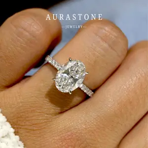 【#117OV】Oval-cut Moissanite Solitaire Sterling Silver 3-carat Women's Engagement And Wedding Ring