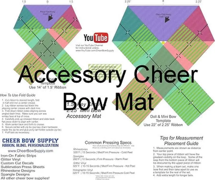 Cheer Bow Accessory Template Mat