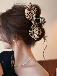 1pc Leopard Print Casual PS (Polystyrene) Claw Hair Clip, Butterfly Design, Large Hair Claw For Daily Wear, Shower, Hairstyling Hair Clips Hair Jaw Clip Hair Clamps Hair Clutch Hair Catcher Clip, Claw Clip Fall Winter Hair Accessories For Women Bows