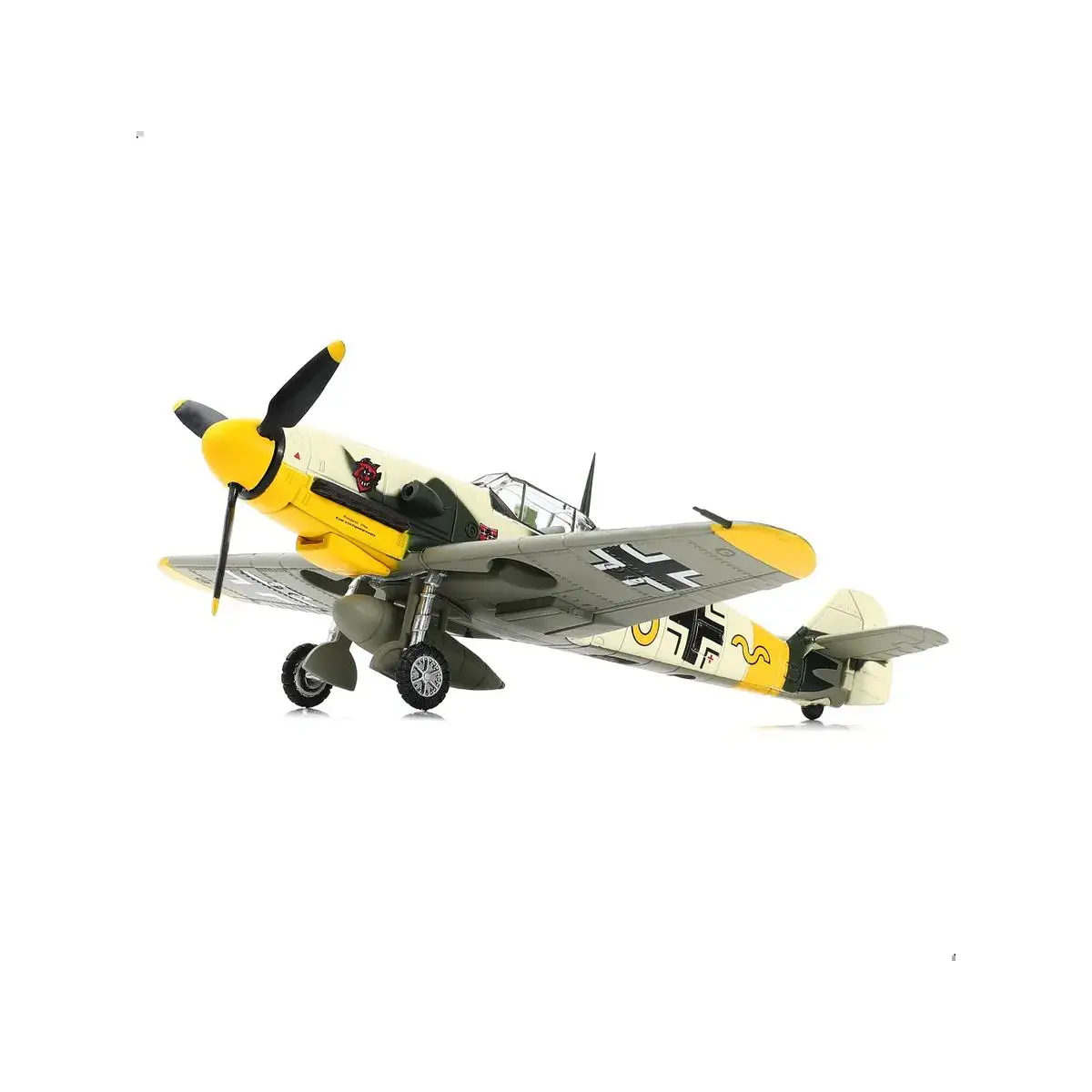 1/72 Scale Bf-109 Camouflage Metal Body Military History Model Building Kit, Pre-Built Diecast Fighter, Unisex Collectible Toy, 5.3x4.7x4.9in House Decoration with Fully Rendered Cockpit