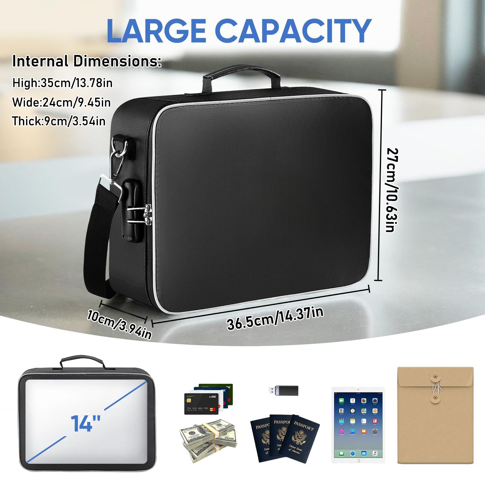 2026's Upgraded Fireproof Document Bag with Lock,Portable Waterproof Fire Proof File Organizer Box,File Storage Bag Safe Box for Important Paperwork