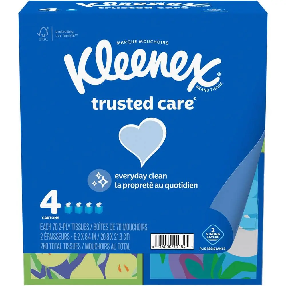 70 Count 2-Ply Facial Tissues 4ct Strength SoftnessTrusted Care