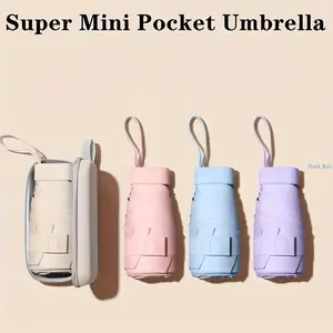Super Mini Folding Pocket Umbrella with Pouch, Portable Windproof UV-Protective Rain Umbrella, Lightweight Pastel Convenient Easy-to-Carry On-the-Go Sports & Outdoor Accessory for Travel & Daily Use