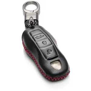 VITODECO 3-Button Leather Key Fob Case Compatible for Porsche Panamera, Macan, Cayenne, 911