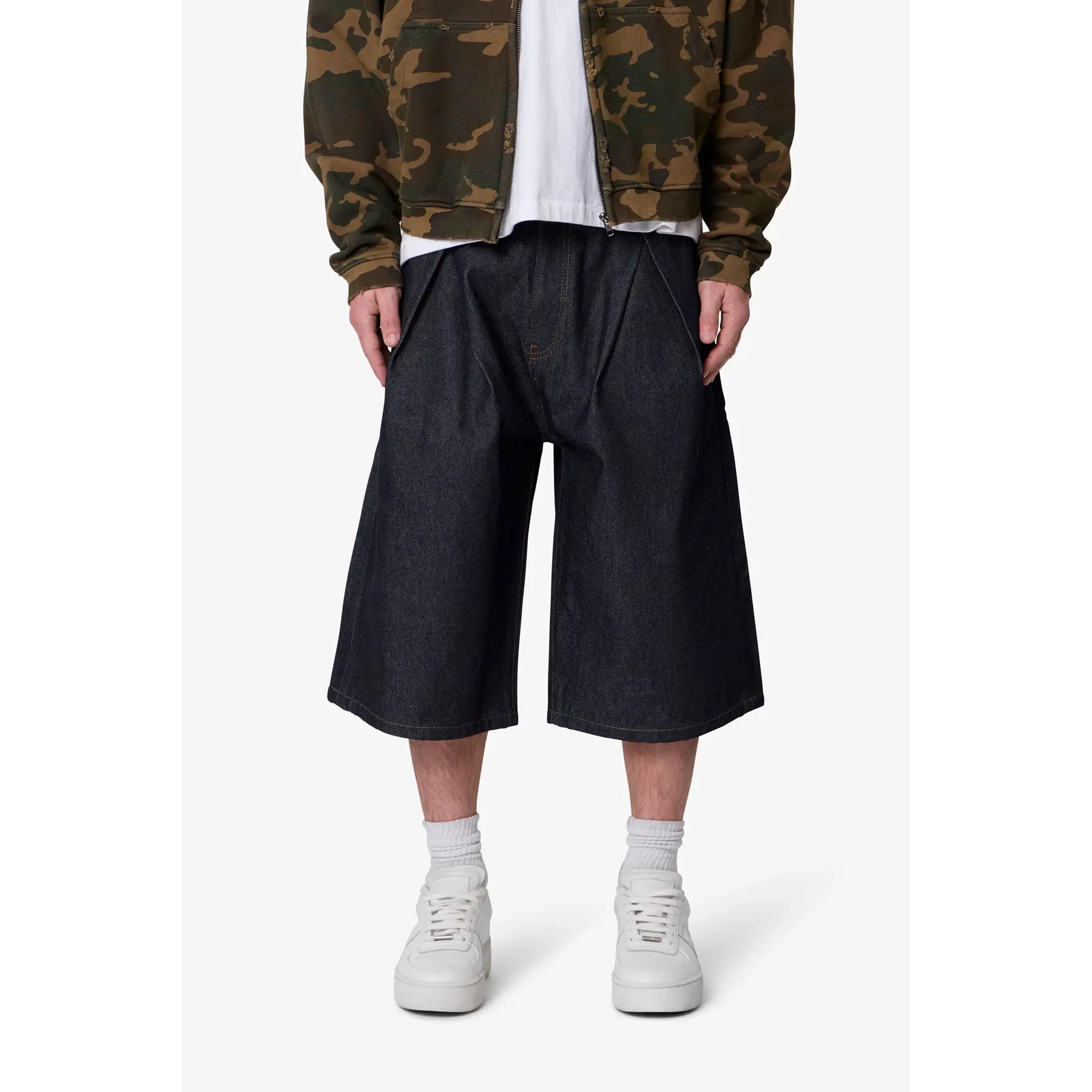 mnml Ultra Baggy Pleated Denim Shorts