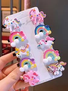 Cute Cartoon Unicorn Design Hair Clips, Colorful Hair Accessories for Women & Girls, Minimalist Headwear Suitable for Thick Hair, Hair Clip Set