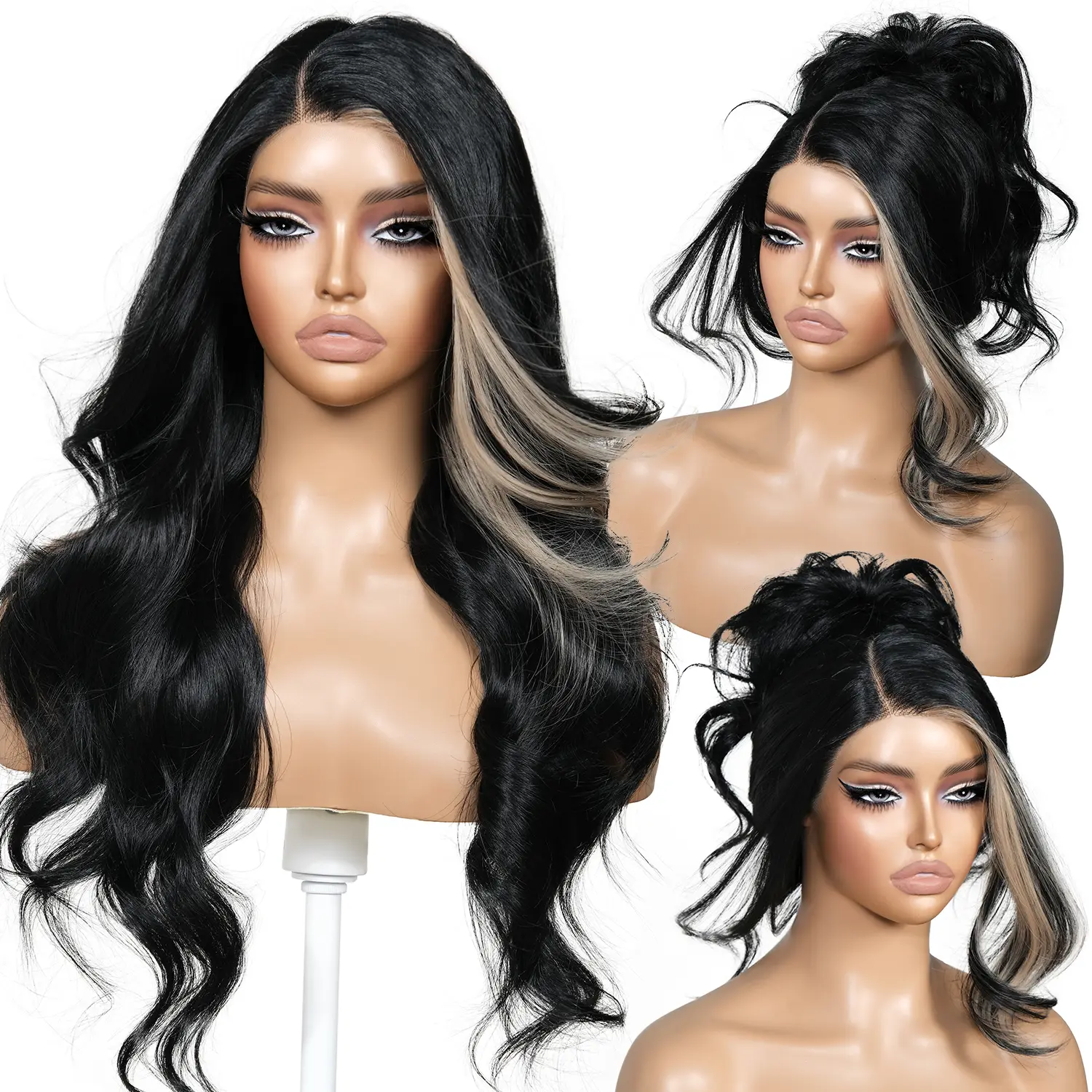 ENCOUNTERU Cynthia Body Wave Lace Front Wig for Women, 24 Inch Side Part Glueless Synthetic Wig with Pre-Plucked HD Transparent Lace, Glueless Wigs, Female