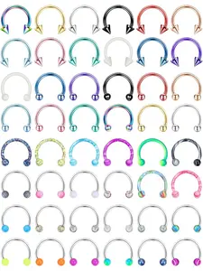 48 Pcs Vibrant Multi-color Versatile Horseshoe Piercing Jewelry Set for Women Men Premium Hypoallergenic Stainless Steel with Smooth Polished Finish Long-lasting Wear All-round Unisex Collection Classic Horseshoe Hoop Designs in Rich Assorted Colors