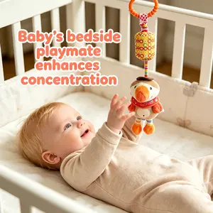 YRUIZEUP Soft Plush Duck Hanging Rattle Toy for Baby Stroller & Crib, Sensory Developmental Wind Chime Toy for Newborns 0-12 Months，Holiday gifts, birthday gifts