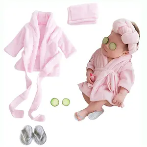 Newborn Photography Props Baby Girl 5 PCS Bathrobes Bath Towel Outfit with Slippers Cucumber Photo Props for Infant Boys Girls(0-6 Months)