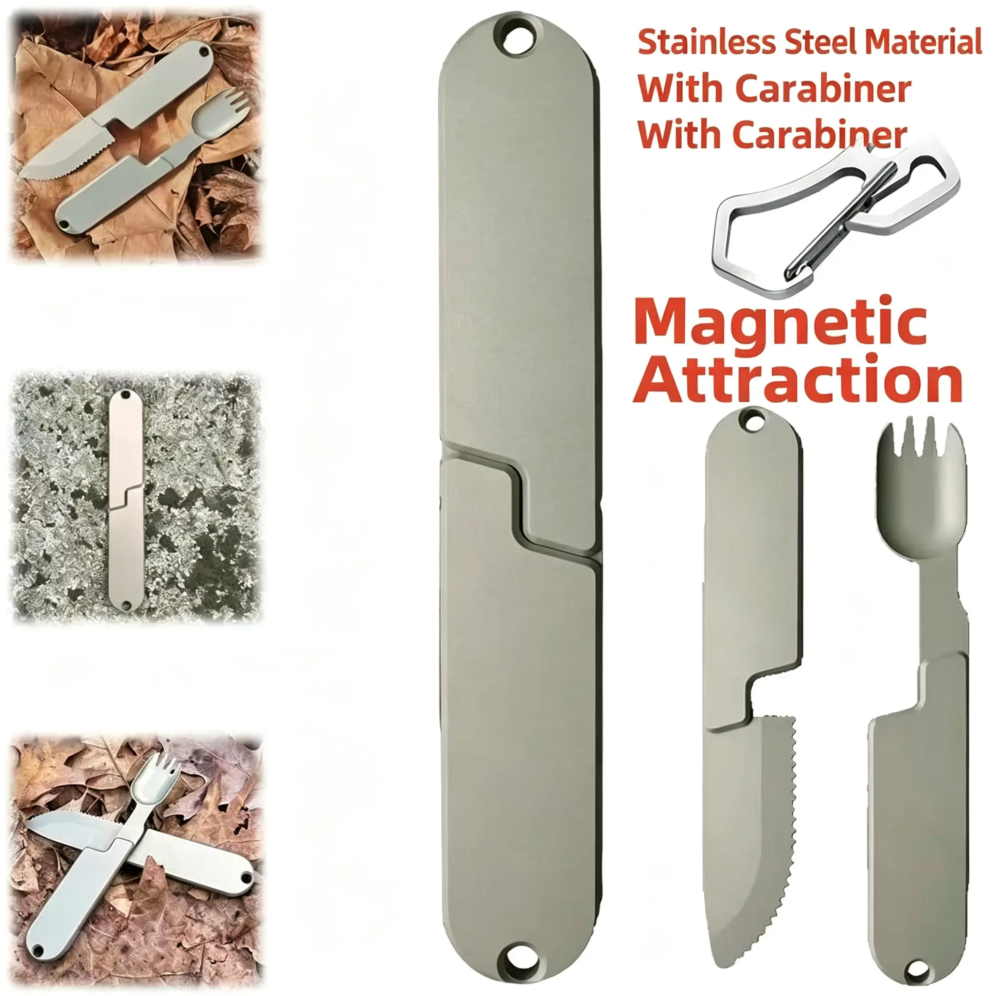 2-in-1 Portable Camping Cutlery Set - Heavy Duty Stainless Steel Utensils with Travel Case
