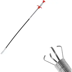 Flexible Grabber Claw Pick Up Reacher Tool with 4 Claws, Plumbing Grabber, Bendable Hose Pickup Reaching Assist Tool for Litter Pick,  Sink, Drains, Toilet (24 Inch)