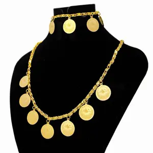 Gold Coin Necklace & Bracelet Set