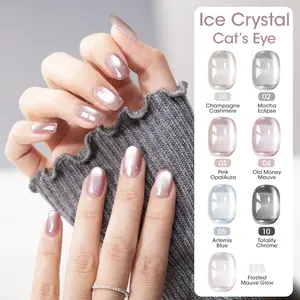 GELLEN PRO BIO One-Step Gel Nail Polish Ice Crystal Cat's Eye Set with AI Smart UV Lamp | 5-in-1 Formula | Fast Curing & Beginner-Friendly