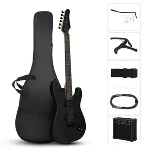 Ktaxon 39 Inch Electric Guitar, Full Size Solid Body H-H / H-S-S Pickups 6 Strings Beginner Guitar Kit With AMP, Upgrade Cable & Guitar Capo, Tremolo Arm, Gig Bag & Strap (Matte Back)