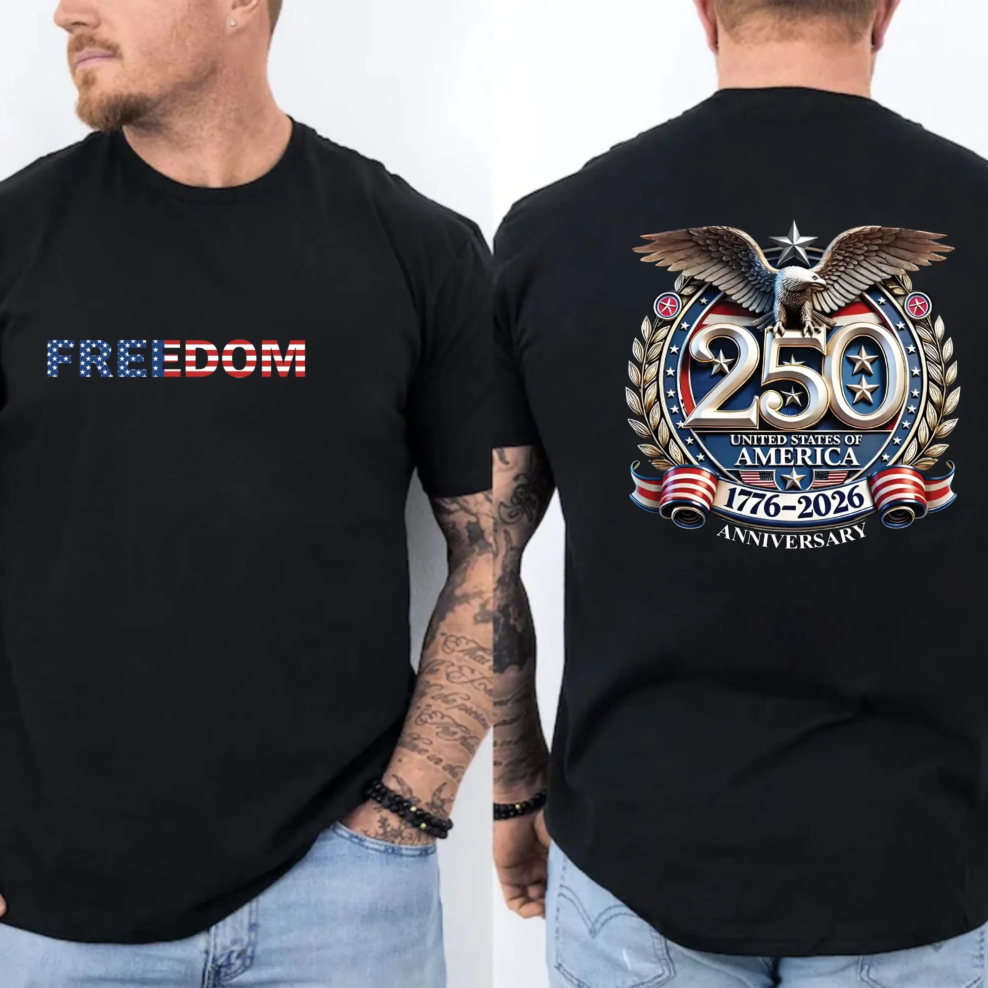 Freedom 250th Anniversary Shirt, Sweatshirt & Hoodie, USA 250 Years Independence Apparel, 1776–2026 America Anniversary, Patriotic Freedom, 4th of July Menswear Streetwear Top