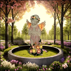 New 1pc Solar-Powered Graceful Angel Statue - Heartwarming Praying Figure for Lawn & Garden Decor - Dusk-to-Dawn LED Lighting, Weatherproof, Perfect Outdoor Accent for Backyard and Deskto