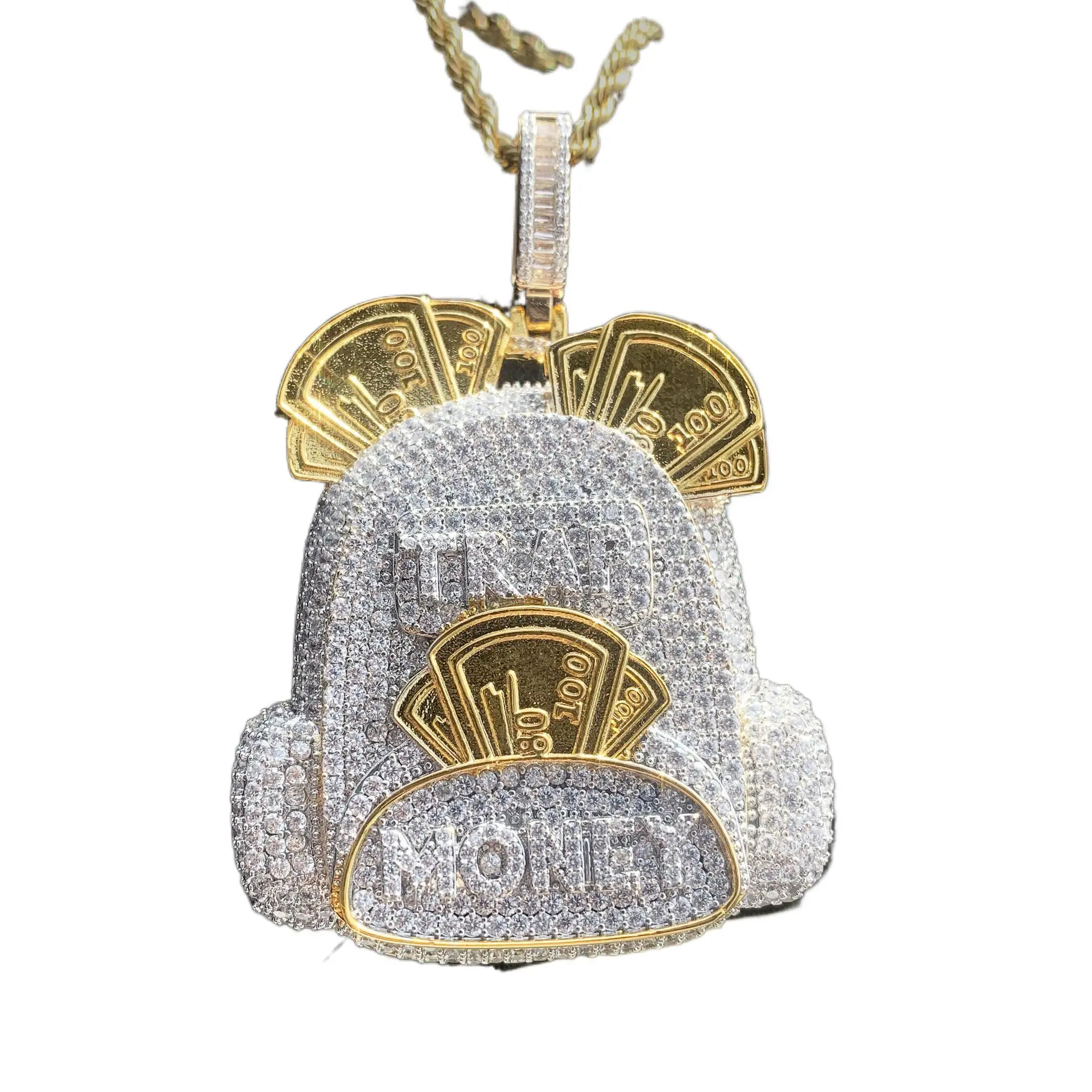 Men's Iced Out Sparkling Zircon-Inlaid Hip Hop Collarbone Pendant - Casual Trendy Jewelry, Street Style Charm Accessory for Men's Backpacks